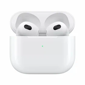 אוזניות אלחוטיות וכיסוי Apple AirPods 3 True Wireless עם מארז טעינה חוטי - צבע לבן שנה אחריות ע"י היבואן הרשמי