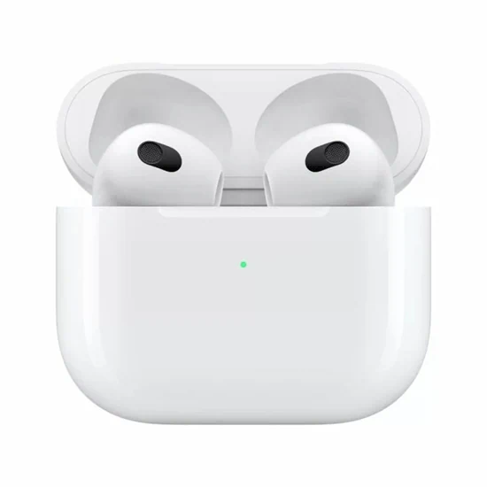 אוזניות אלחוטיות וכיסוי Apple AirPods 3 True Wireless עם מארז טעינה חוטי - צבע לבן שנה אחריות ע"י היבואן הרשמי